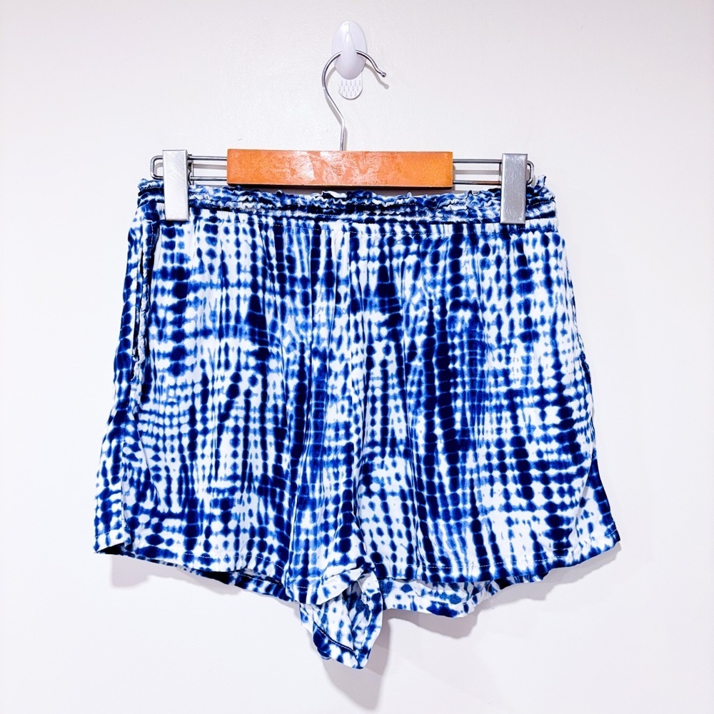 GARAGE Blue and white tie-dye lounge shorts | Soft casual summer |‎ Small *
